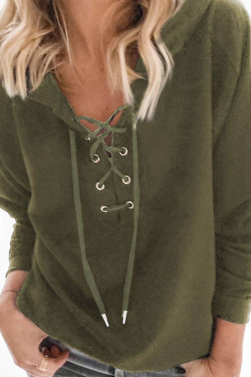 Macy Lace-Up Dropped Shoulder Hoodie