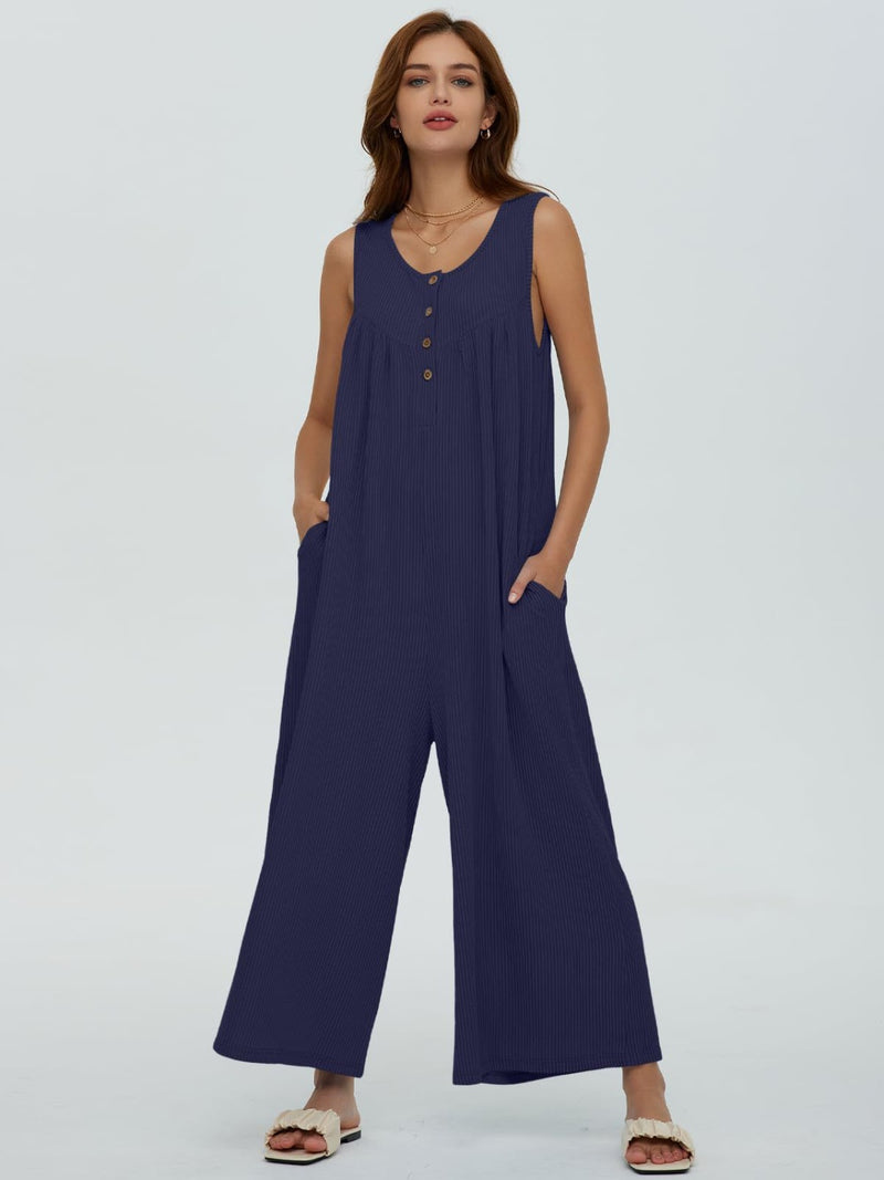 Sawyer Round Neck Wide Strap Jumpsuit