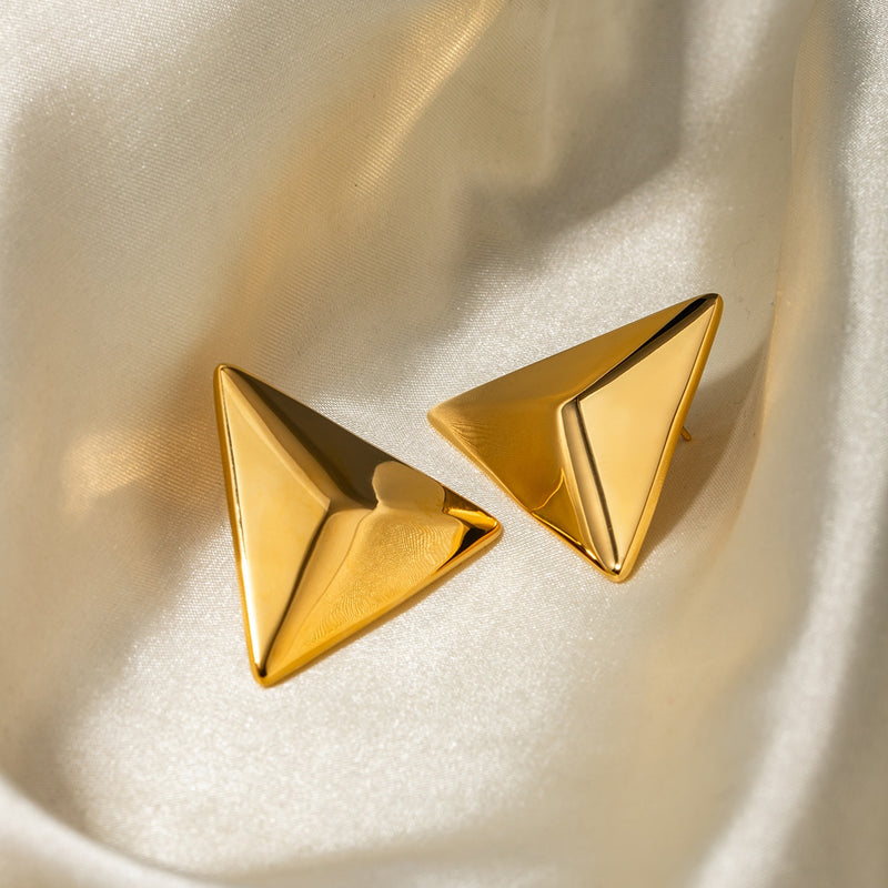 Nyra Stainless Steel 3D Triangle Earrings