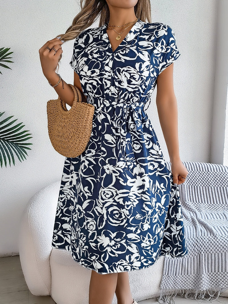 Harrison Printed V-Neck Short Sleeve Dress