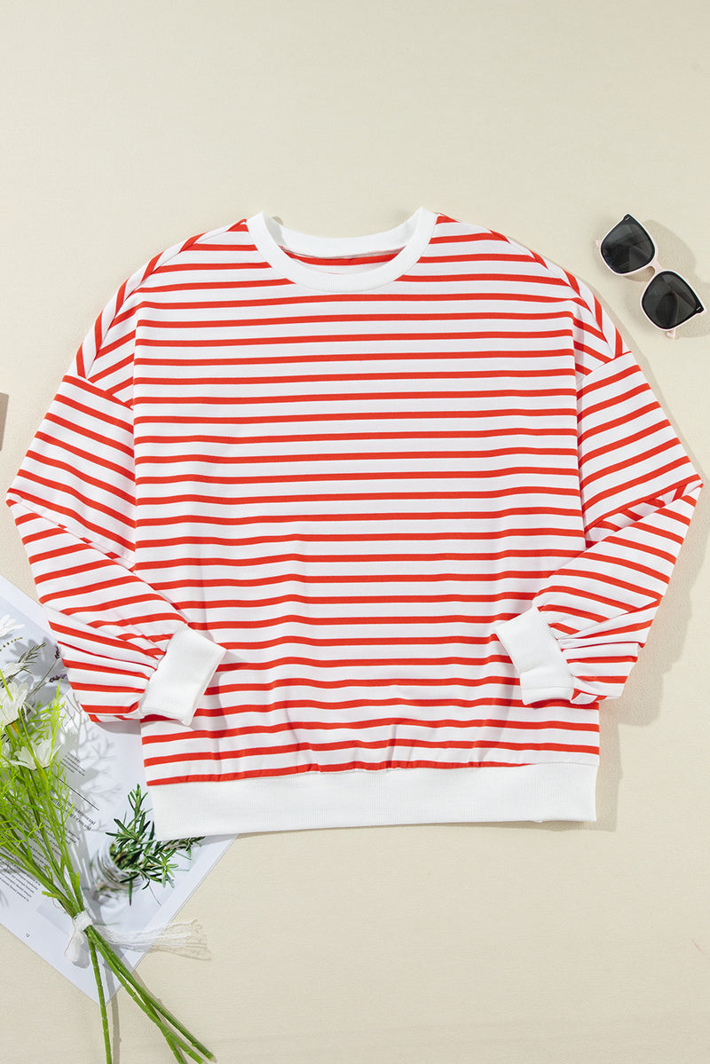 Daria Striped Dropped Shoulder Long Sleeve Sweatshirt