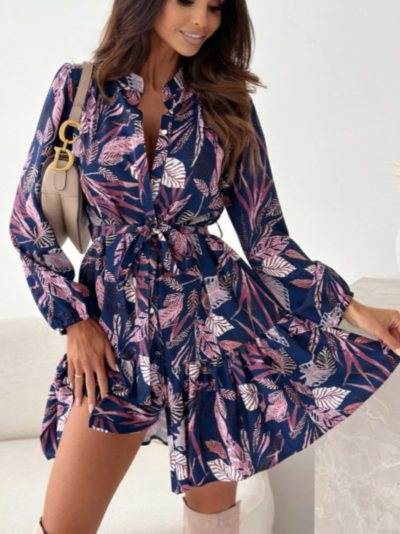 Leona Ruffle Hem Floral Long Sleeve Dress