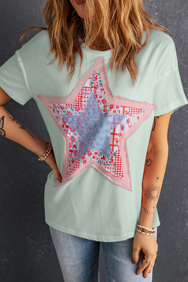 Betsy Star Round Neck Short Sleeve T-Shirt