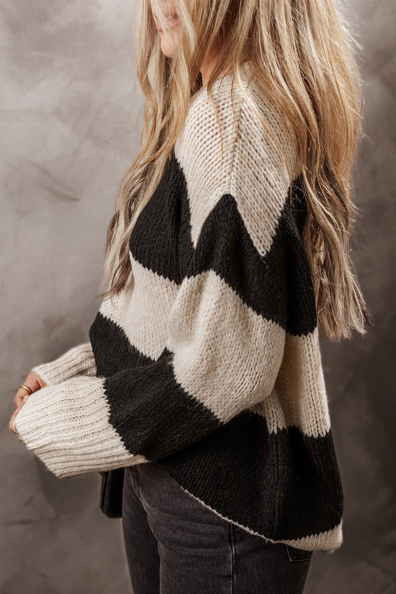 Brittany Color Block Round Neck Sweater