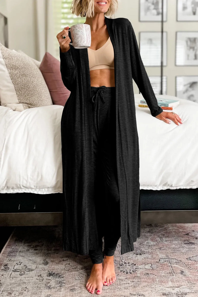 Savannah Open Front Long Sleeve Cardigan and Pants Lounge Set