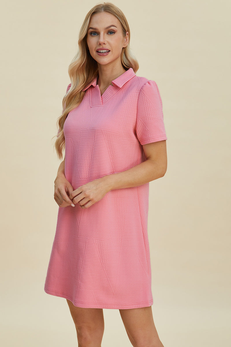 Imogen Full Size Texture Short Sleeve Dress