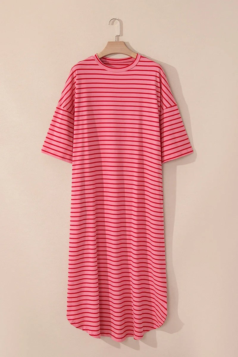 Morra Pocketed Striped Half Sleeve Tee Dress- Deal of the Day!