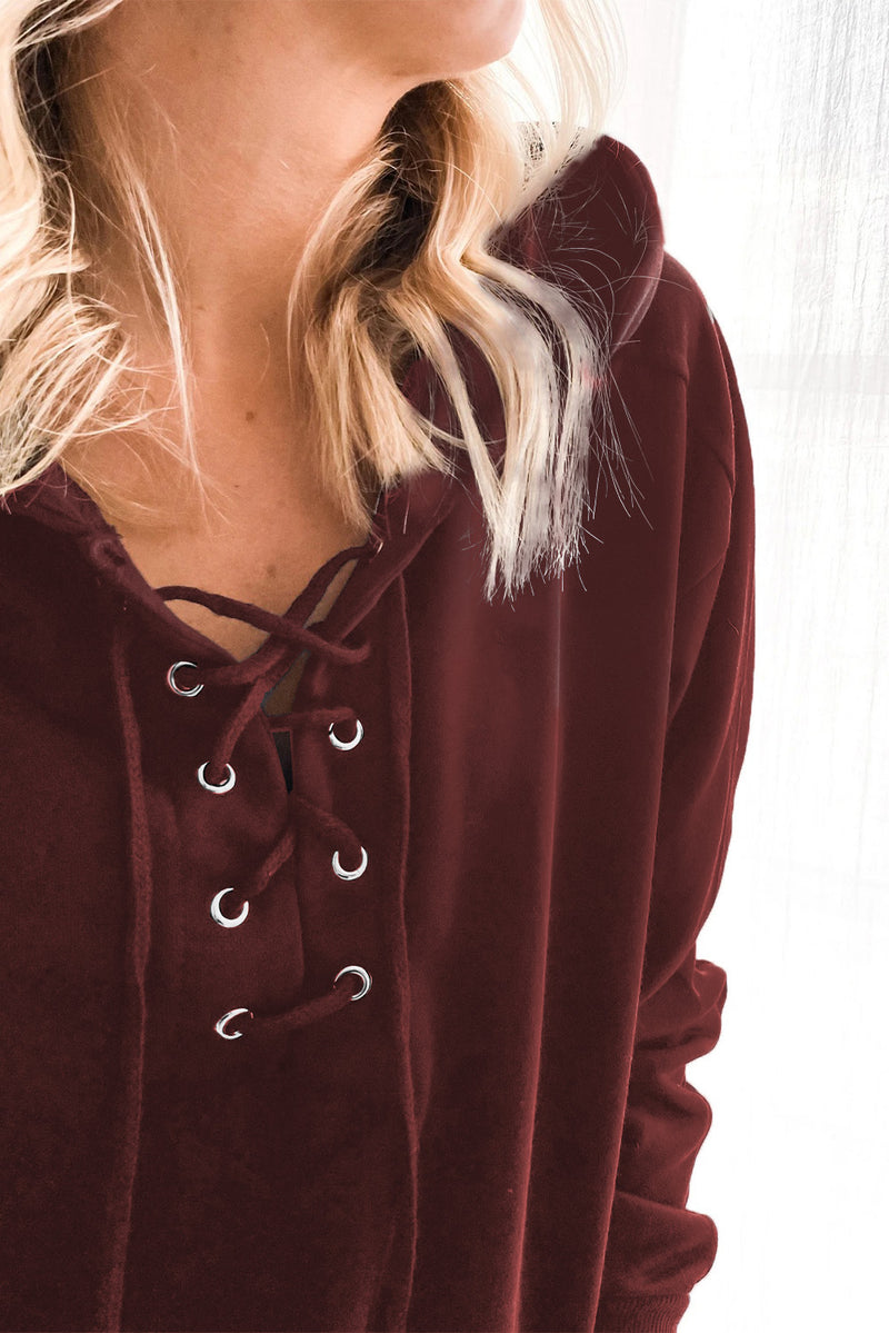 Macy Lace-Up Dropped Shoulder Hoodie