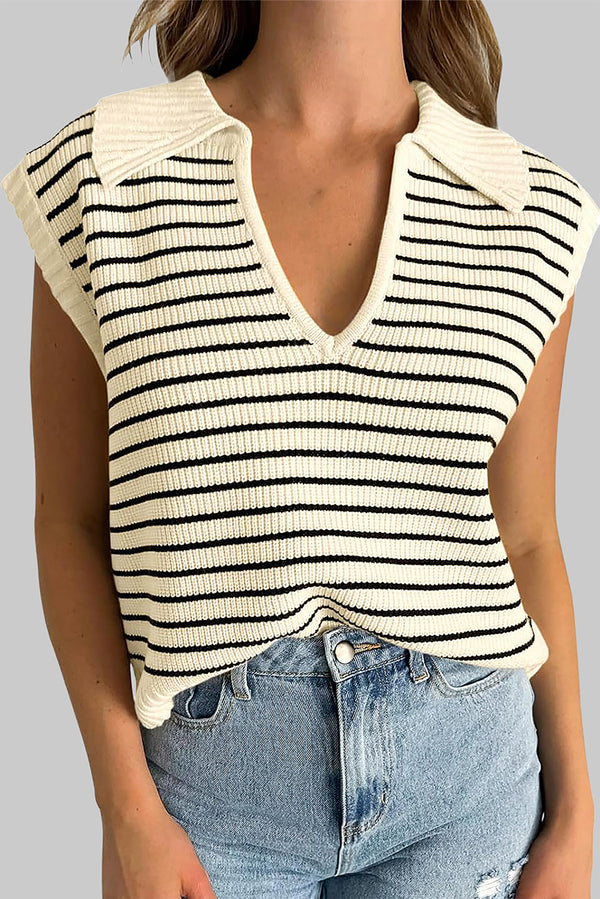 Madelyn Striped Collared Neck Tank