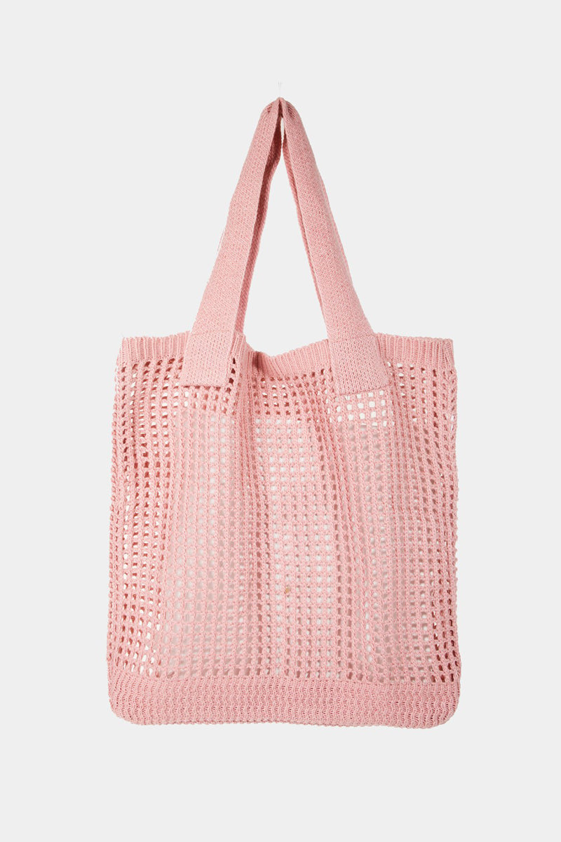 Kinsley Pointelle Knit Crochet Tote Bag