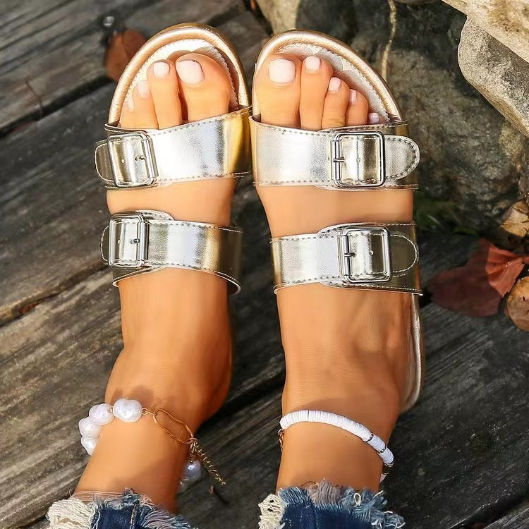 Lanie Open Toe Double Buckle Sandals