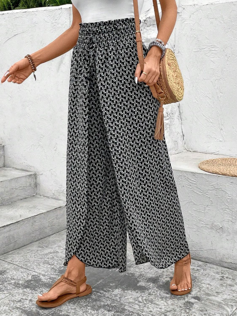 Tally Tied Printed Wide Leg Pants