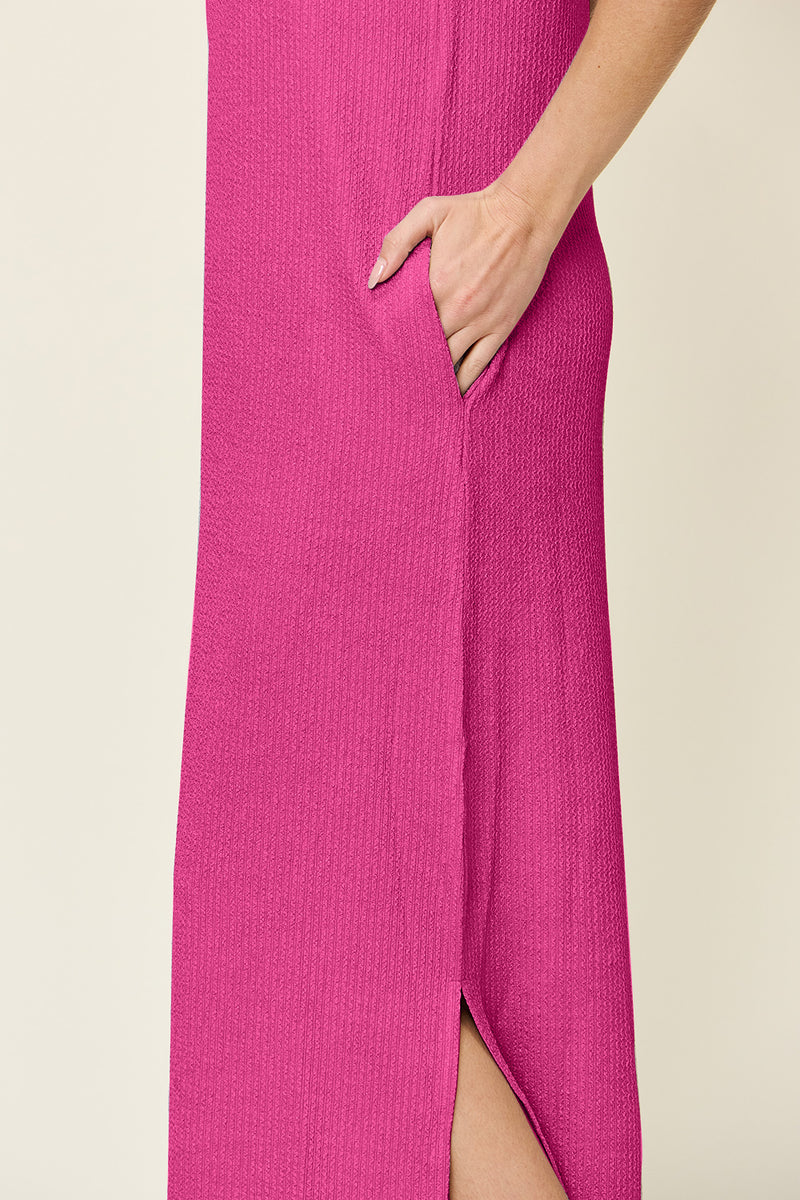 Oaklynn Full Size Texture Mock Neck Sleeveless Maxi Dress