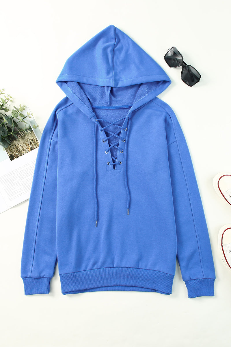 Macy Lace-Up Dropped Shoulder Hoodie