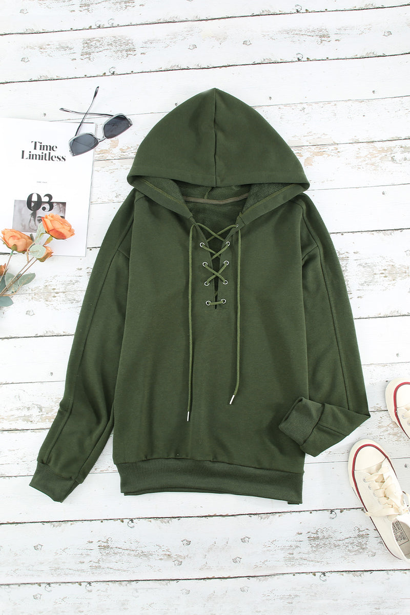 Macy Lace-Up Dropped Shoulder Hoodie