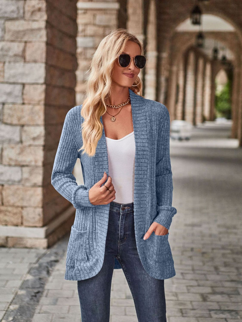 Kristina Open Front Cardigan with Pockets