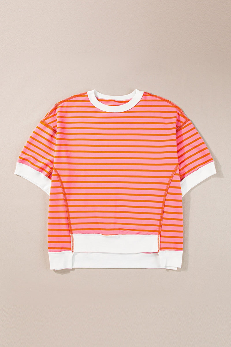 Lisa Striped Round Neck Half Sleeve T-Shirt