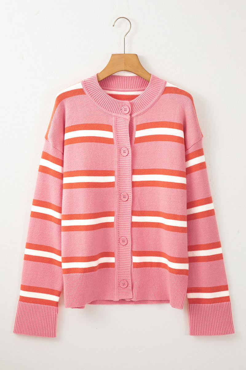 Jada Striped Button Down Long Sleeve Cardigan