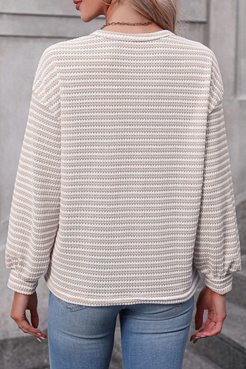 Kristen Striped Round Neck Long Sleeve Top