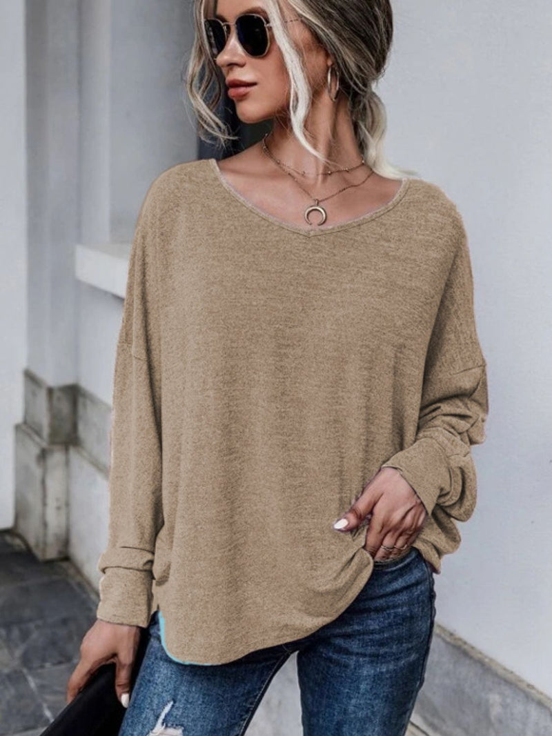 Charlie Full Size Double Tie Drop Shoulder Long Sleeve T-Shirt