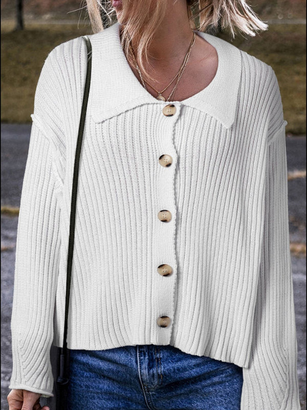 Sallie Collared Neck Button Down Long Sleeve Cardigan