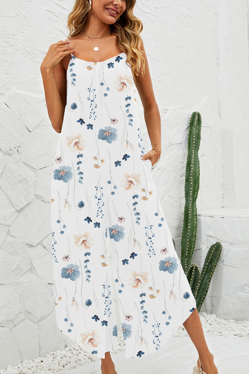 Trina Printed Scoop Neck Wide Leg Jumpsuit