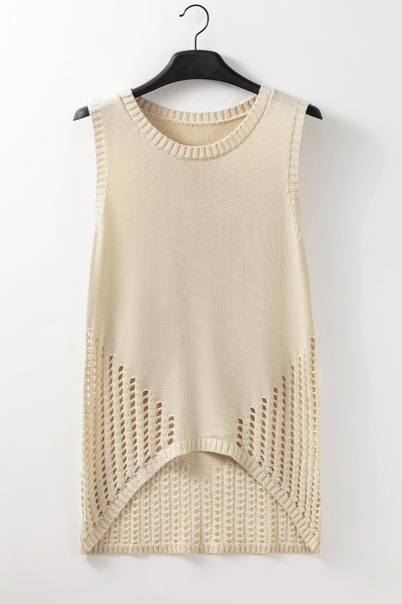 Zoya Openwork Round Neck Knit Vest