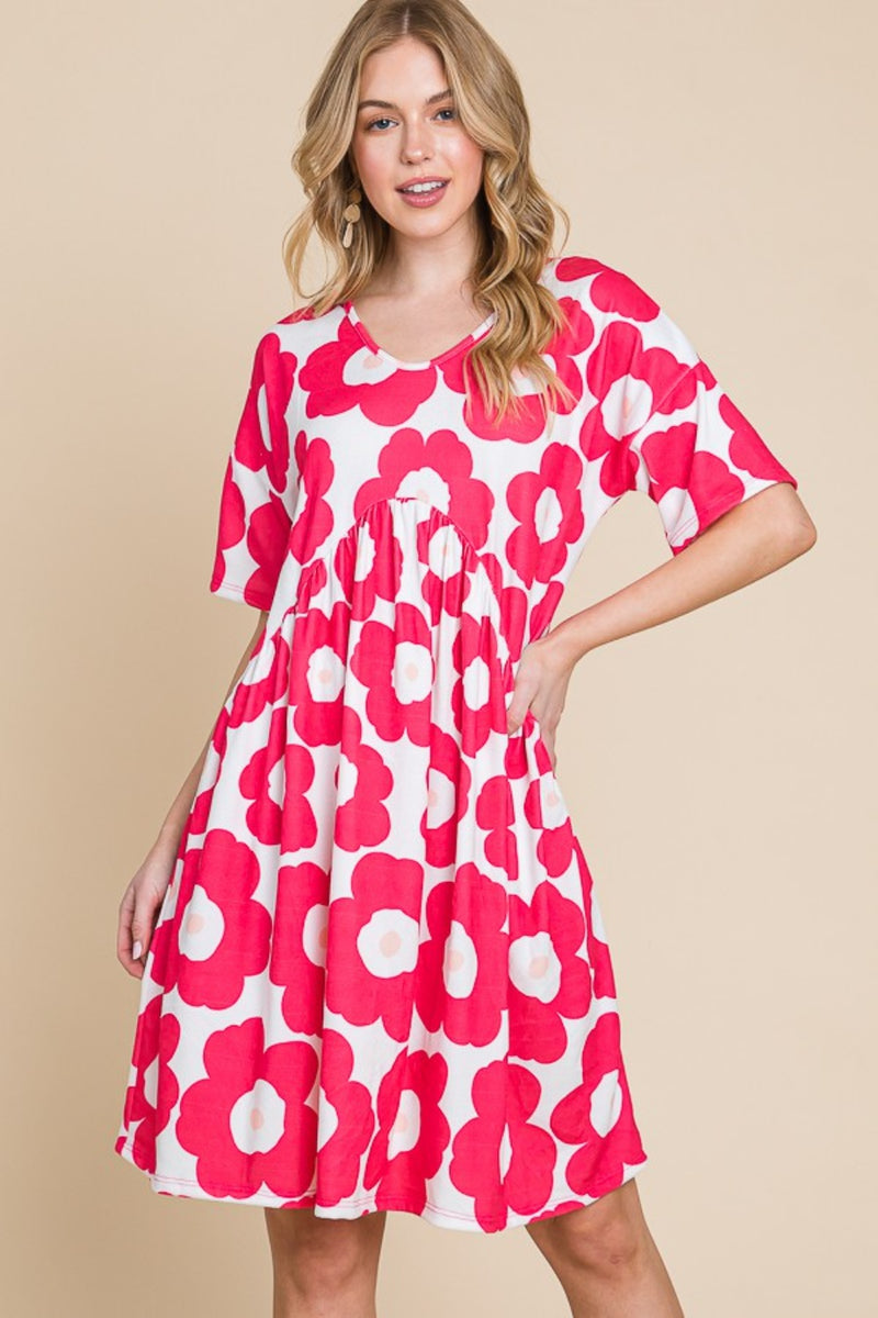 Astrid Flower Print Ruched Dress