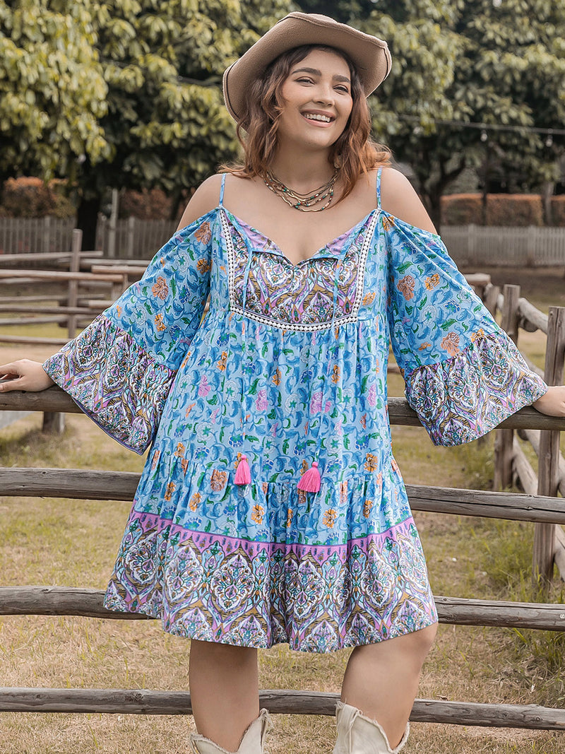 Lex Plus Size Printed Long Sleeve Mini Dress