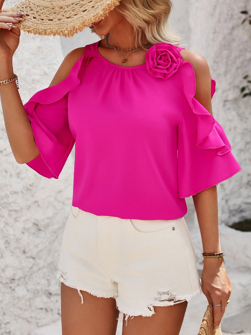 Hilary Ruffled Round Neck Half Sleeve Blouse