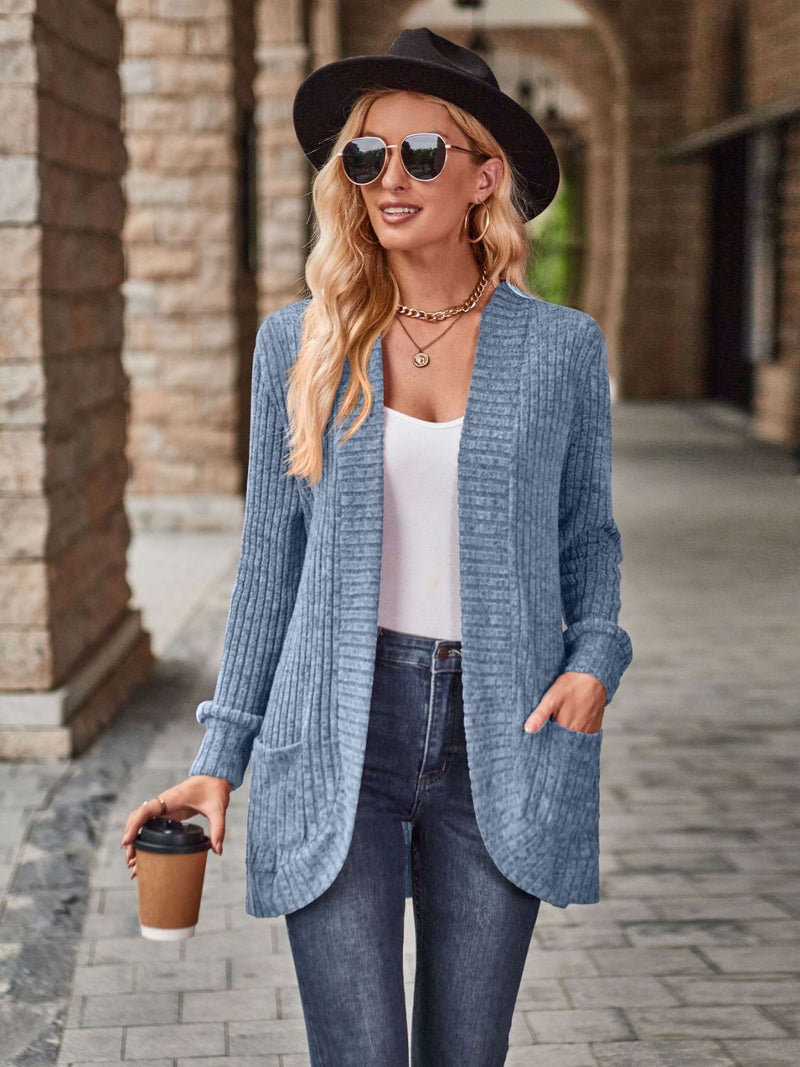 Kristina Open Front Cardigan with Pockets