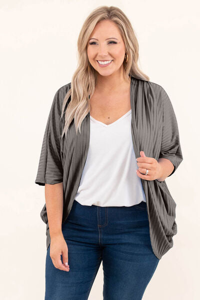 Branya Plus Size Ribbed Cocoon Cover Up