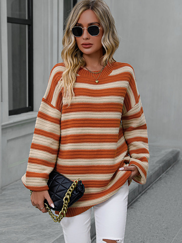 Sara Striped Dropped Shoulder Sweater