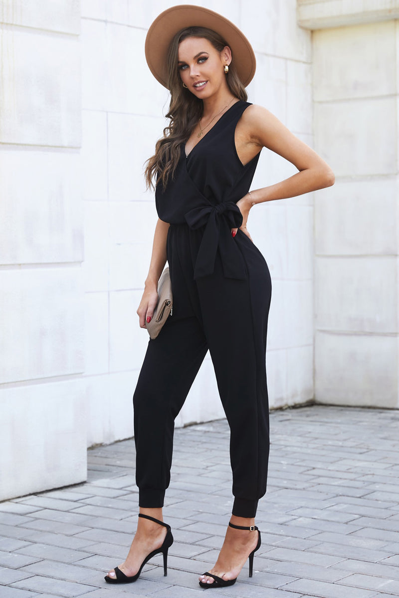 Keegan Tied Surplice Neck Sleeveless Jumpsuit