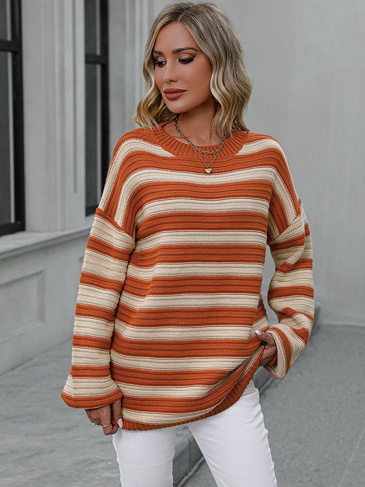 Sara Striped Dropped Shoulder Sweater