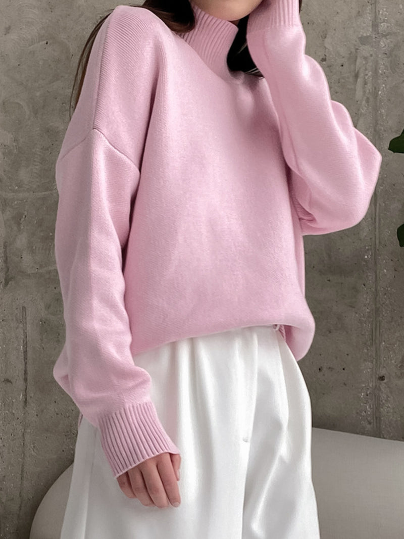 Arely Mock Neck Dropped Shoulder Sweater