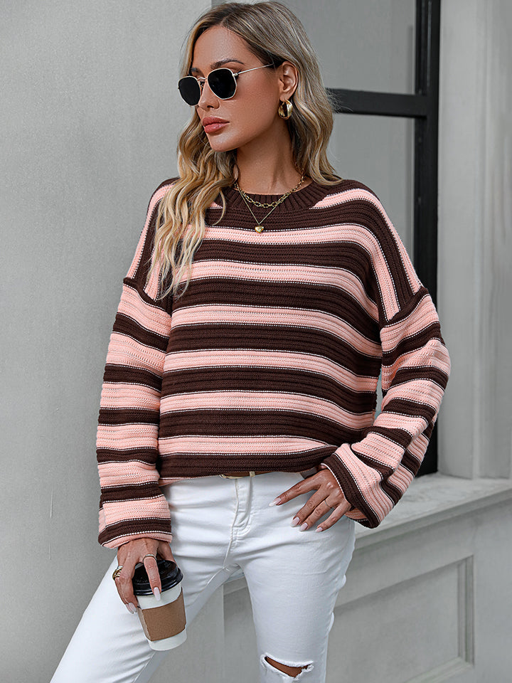 Sara Striped Dropped Shoulder Sweater