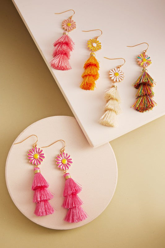 Gold Earrings - Flower Earrings - Tassel Earrings - Lulus