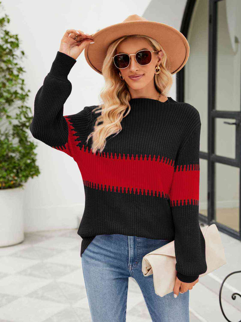 Ainsley Contrast Round Neck Sweater