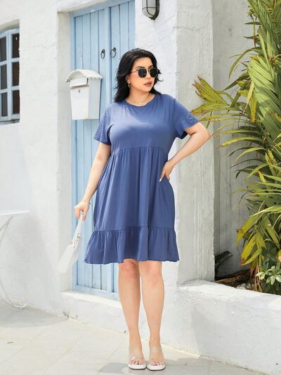 Kyla Plus Size Round Neck Short Sleeve Dress