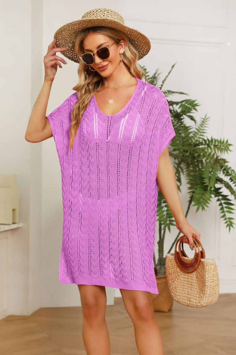 Irie Openwork Side Slit Knit Dress