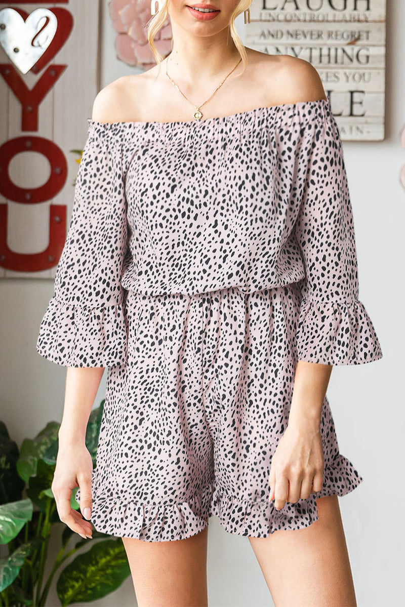 Evan Printed Off-Shoulder Ruffled Romper