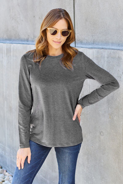 Frida Basic Bae Full Size Round Neck Long Sleeve Top