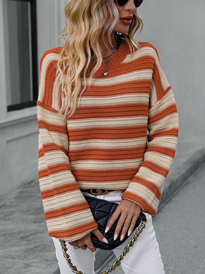 Sara Striped Dropped Shoulder Sweater