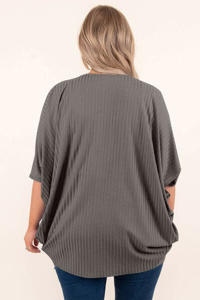 Branya Plus Size Ribbed Cocoon Cover Up