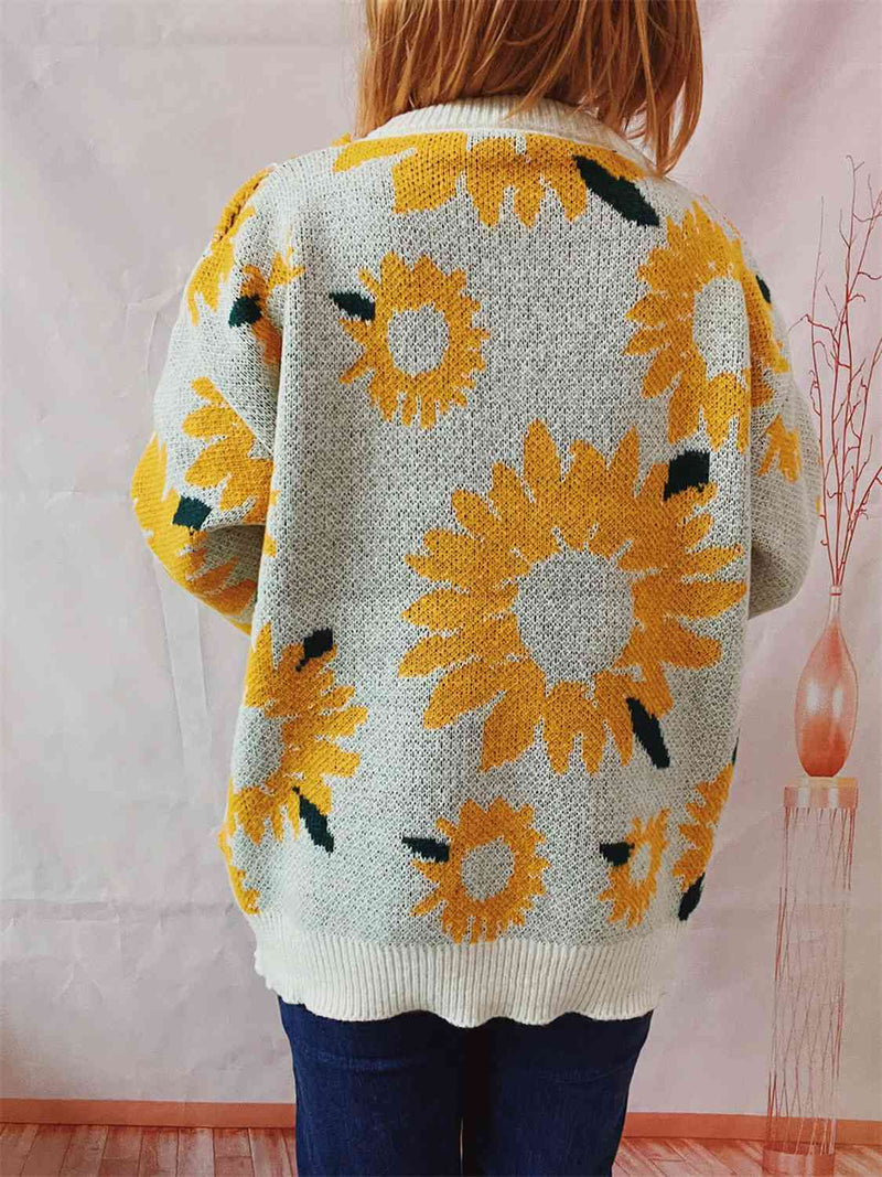 Shannon Sunflower Dropped Shoulder Long Sleeve Sweater