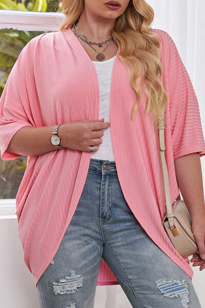 Branya Plus Size Ribbed Cocoon Cover Up