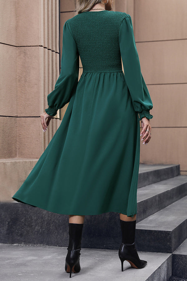 Priscilla Smocked Long Sleeve Midi Dress