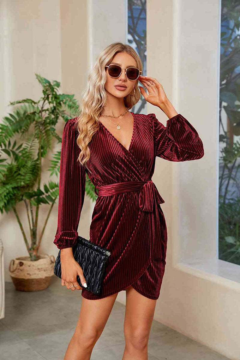 Olivia Ribbed Tie Front Mini Dress