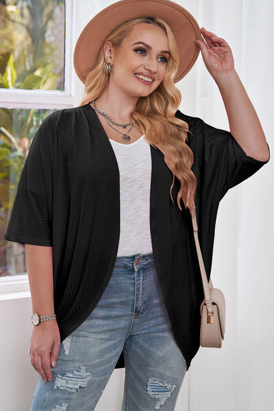 Branya Plus Size Ribbed Cocoon Cover Up